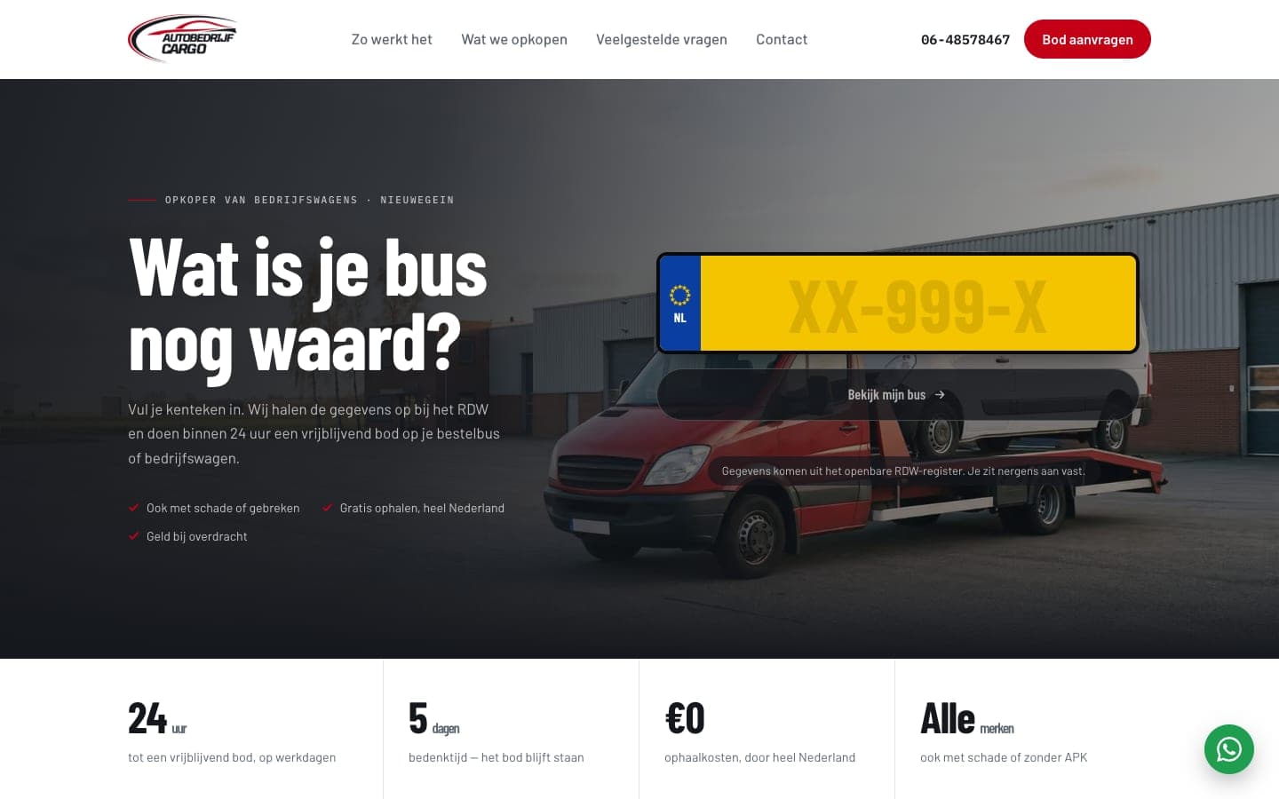 Voorbeeld van Autobedrijf Cargo - opkoper van bedrijfswagens