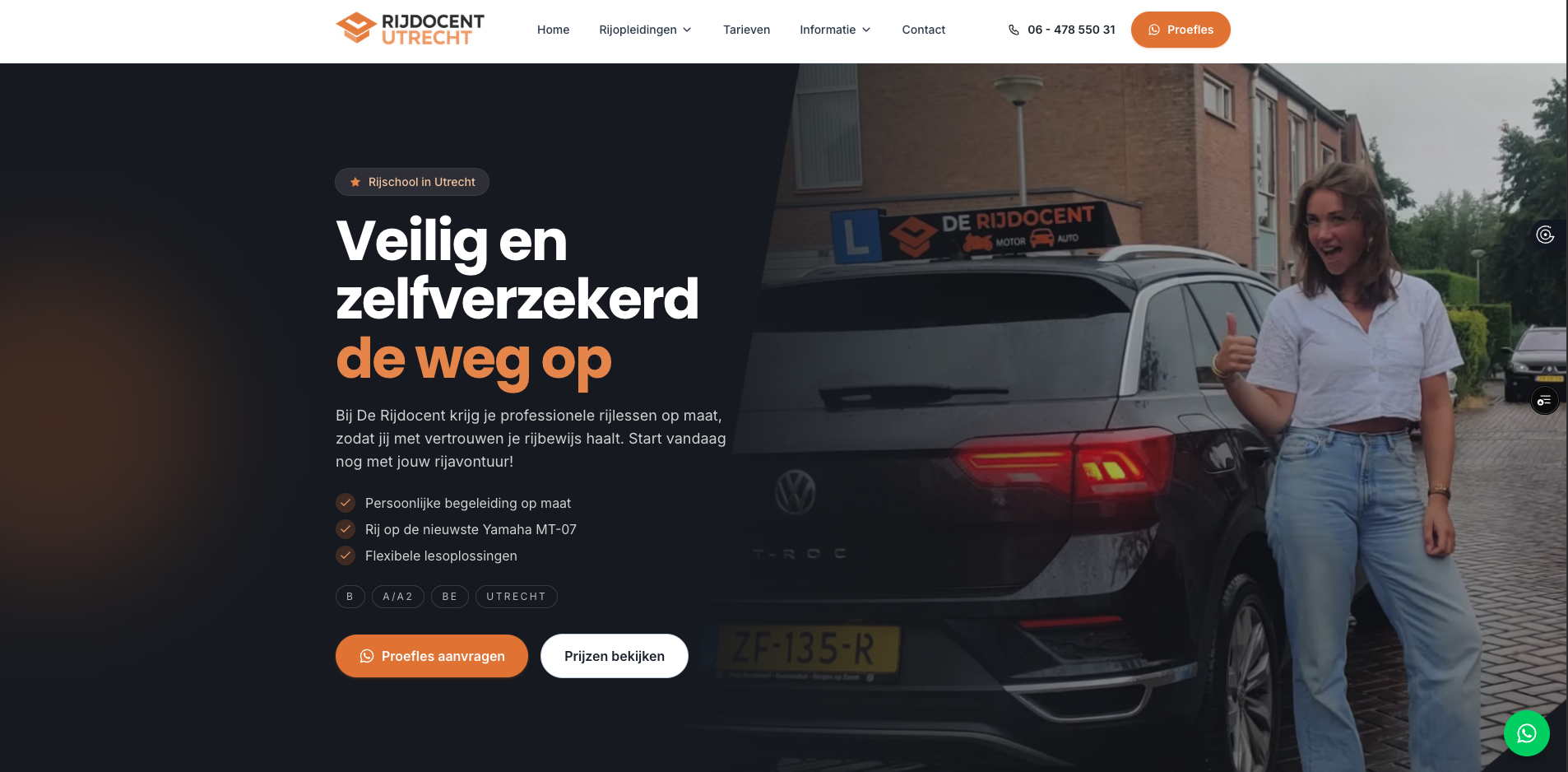 Website van De Rijdocent